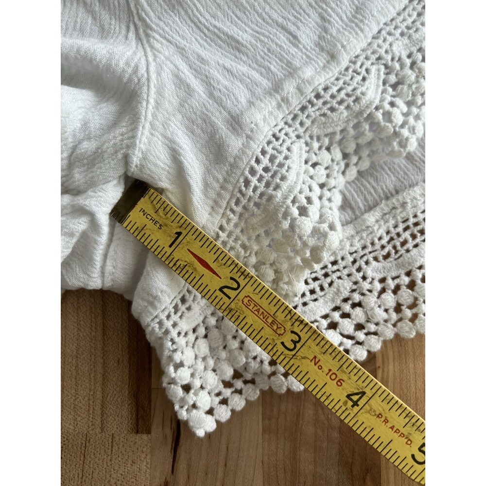 Women’s Casual Drawstring Shorts Lace Trim Lined Lightweight Beachy White M - Picture 7 of 10